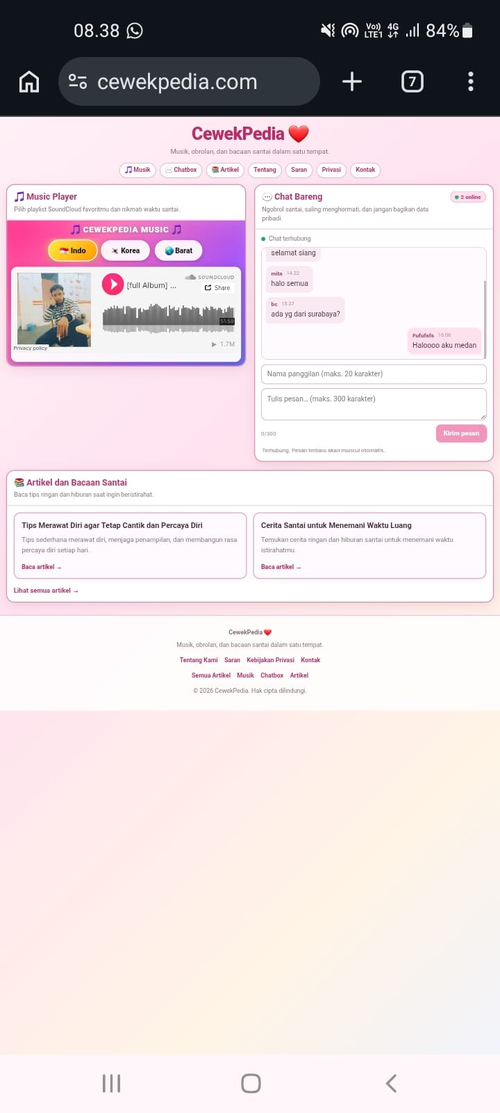 Suasana santai dan hangat di portal CewekPedia.com
